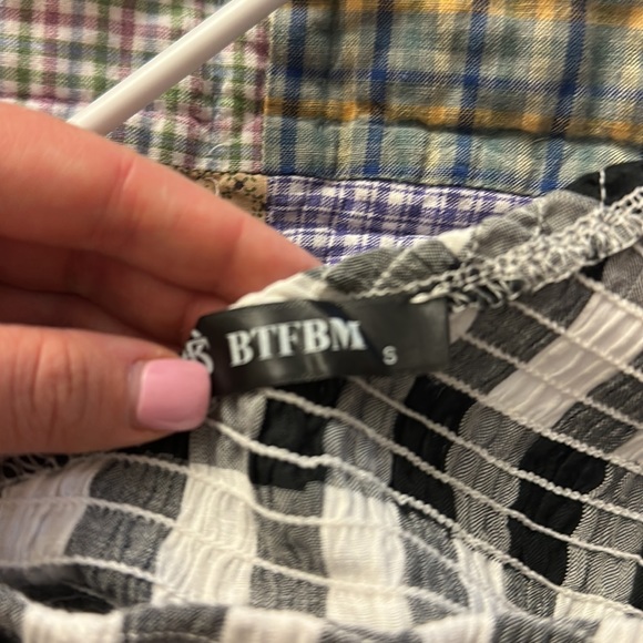 One Shouldered Black & White Checkered Maxi Dress - Picture 2 of 2